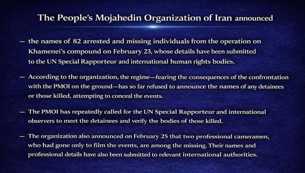 MEK nennt 80 Verhaftete nach Operation im Khamenei-Komplex