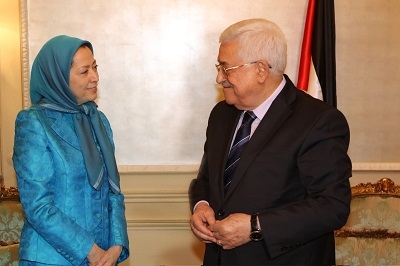 Maryam Rajavi, gewählte Präsidentin des iranischen Widerstandes, traf mit Präsident Mahmoud Abbas