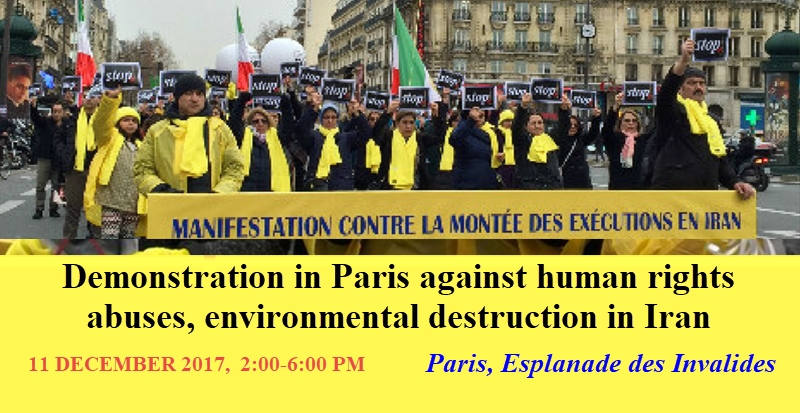 Demo in Paris gegen Menschenrechtsverletzungen und die Umwelt-Zerstörung im Iran
