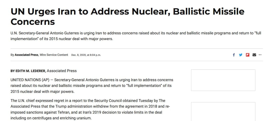 سازمان ملل نیز به رژيم آخوندی در مورد پروژه بمب سازی اتمی هشدار داد