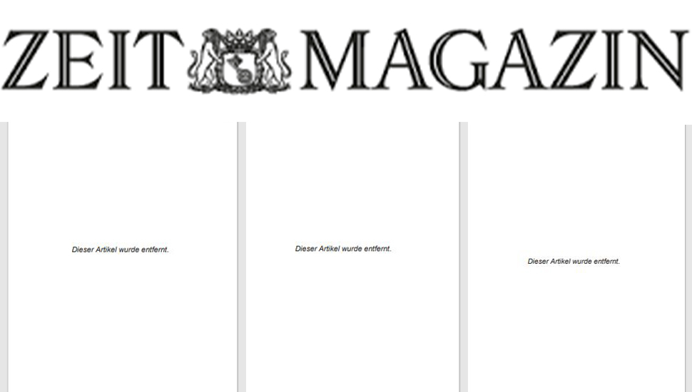 صفحات خالی ”سایت مگزین” و دی سایت بعد ازصدور حکم هفته گذشته دادگاه هامبورگ