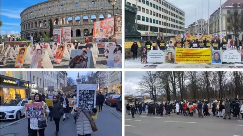 ايران - آکسیون ایرانیان آزاده و اشرف‌نشانان در یوتوبوری، مونیخ، فرانکفورت، برلین و رم در حمایت از قیام سراسری مردم ایران