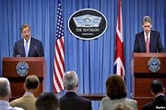 كنفرانس مطبوعاتي وزراي دفاع آمريكا و بريتانيا  در  مورد سوريه و روسيه